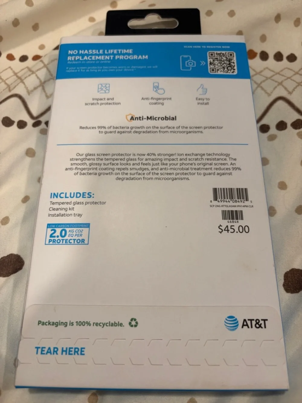 AT&T Clear Tempered Glass Screen Protector for iPhone 14 Pro Max